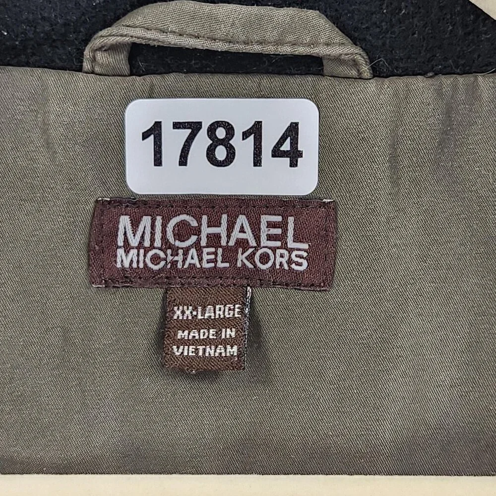 Michael Kors Jacket Mens 2XL Green Packable Hood Full Zip Classic Casual Outdoor